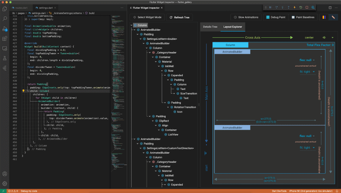 Dart DevTools embedded in Visual Studio Code