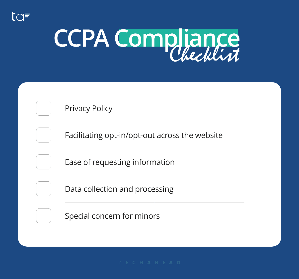Checklist for CCPA compliance