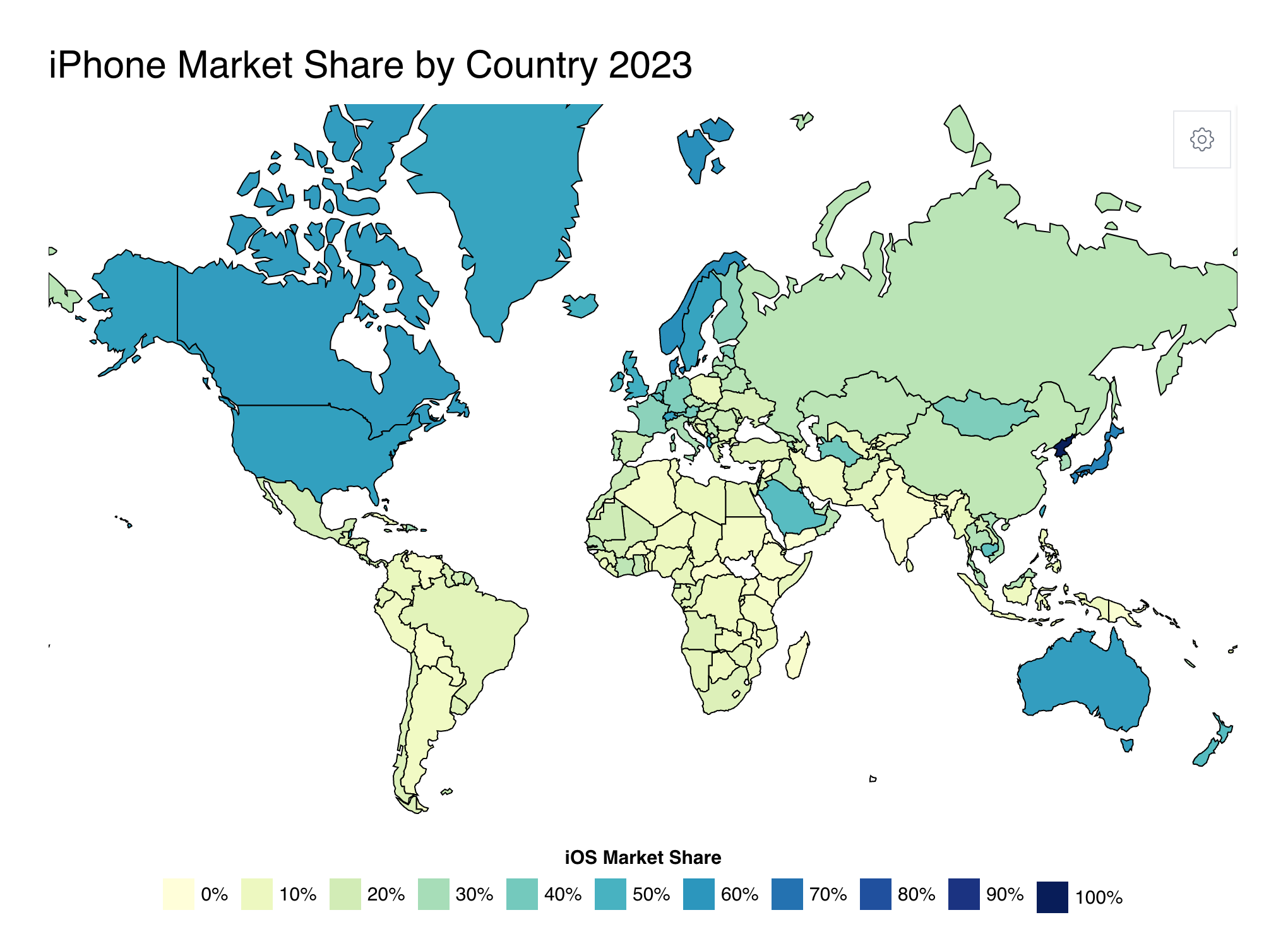 Benefits of iOS App Development - iPhone users by country