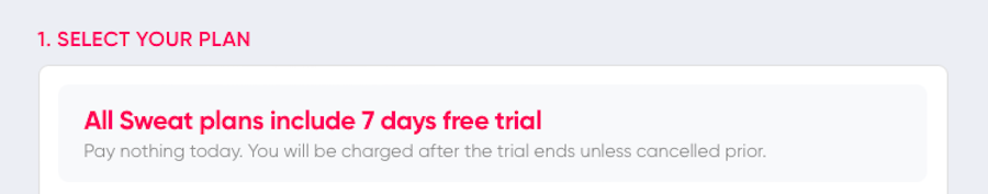 sweat app free trial