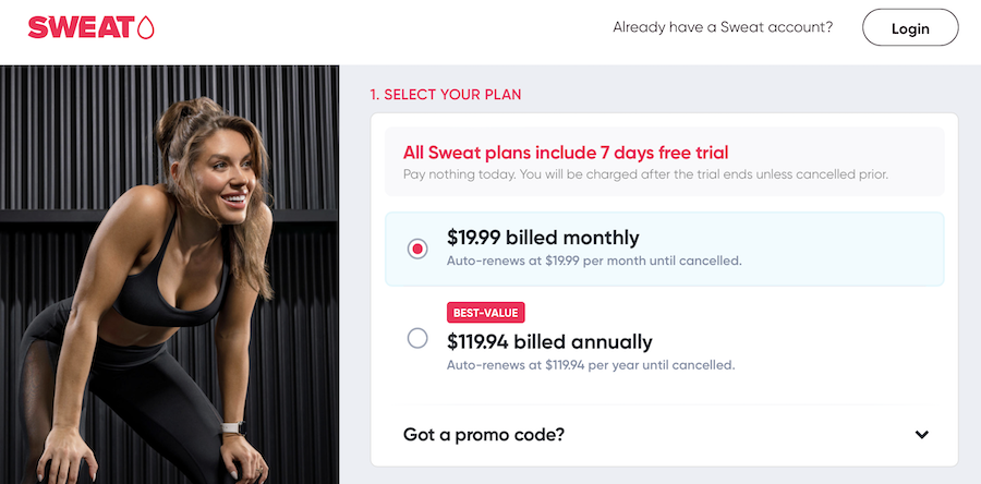 sweat app pricing